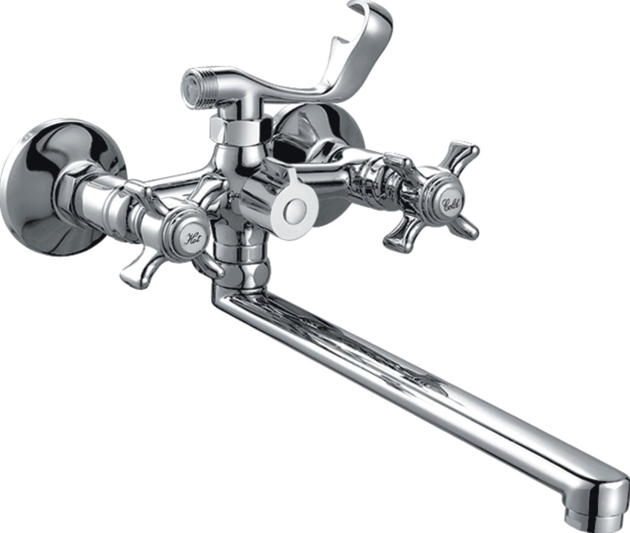 Смеситель двуручковый для ванны длинный излив HAIBA HB2224 Хром