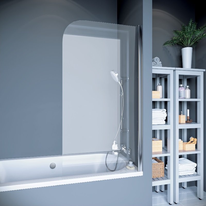 Шторка на ванну 1-секционная 75х140 Koller Pool QP93R профиль хром стекло прозрачное