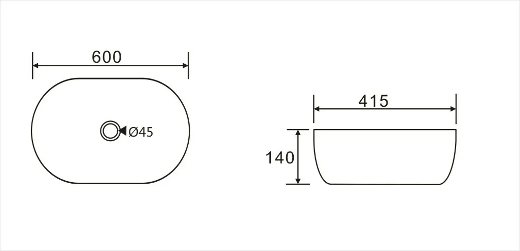 Умывальник на столешницу 600х415 мм Koller Pool ROUND RN-0600-WB