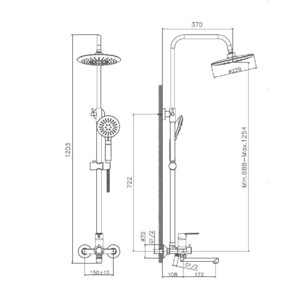 Душевая система с верхним душем смесителем и ручной лейкой Haiba HB24557-8