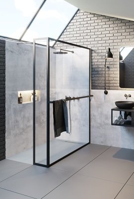 Душевая перегородка 140x30x200 RIHO SZ LUCID GD402 BLACK