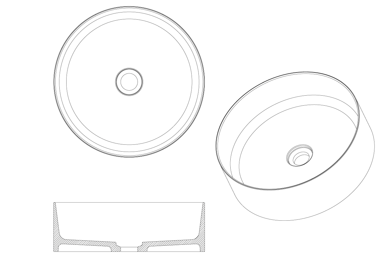 Раковина накладная Corian 40 см Boheme Corian 819-MW белый