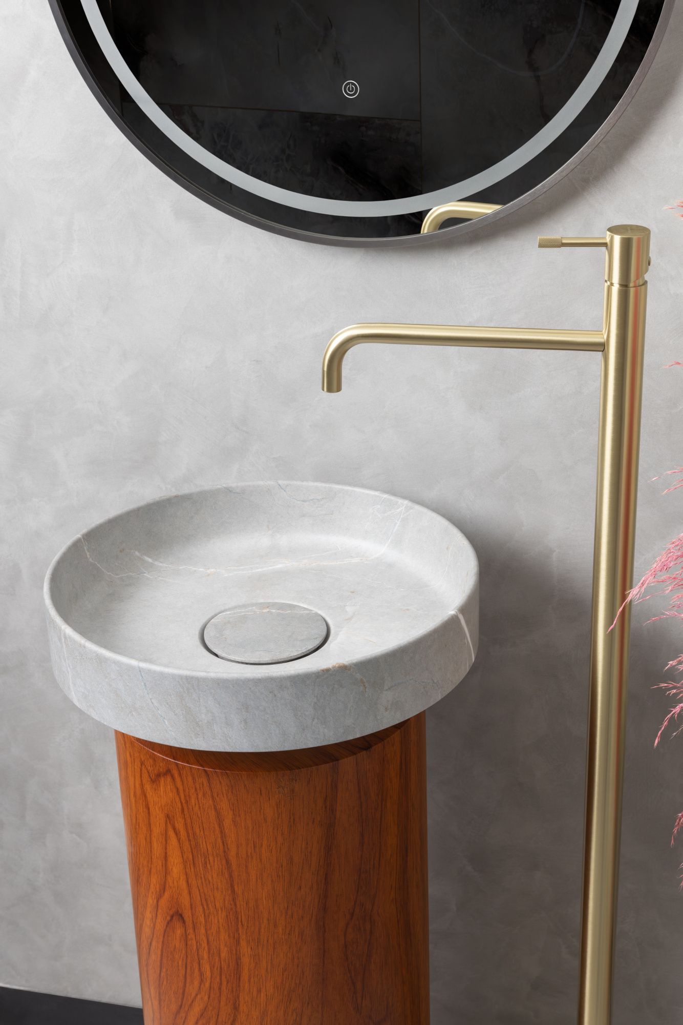 Раковина накладная 40 см Boheme Corian 801-GR серый