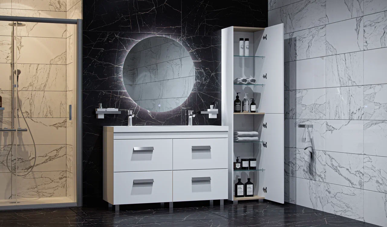 Пенал напольный VELVEX Orlando 190 белый матовый