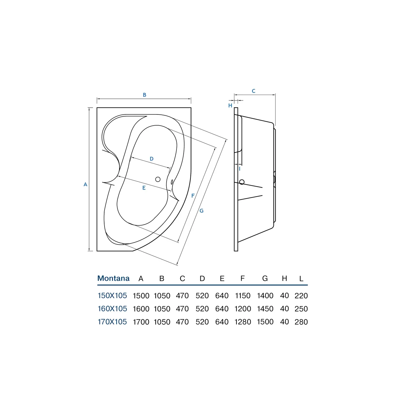 Акриловая ванна Koller Pool Montana 170х105 R