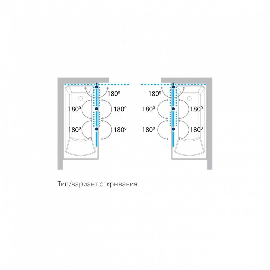 Шторка для ванны стеклянная 3-секционная 107x140 Koller Pool MW3DA