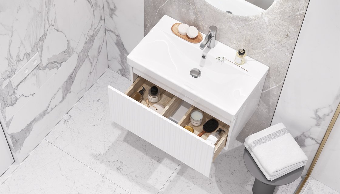 Тумба подвесная VELVEX Compo 70.1Y белый под раковину VELVEX 9696-60