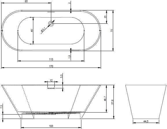 Овальная ванна из искусственного камня Riho Barcelona 170х70 белая BS0500500000000