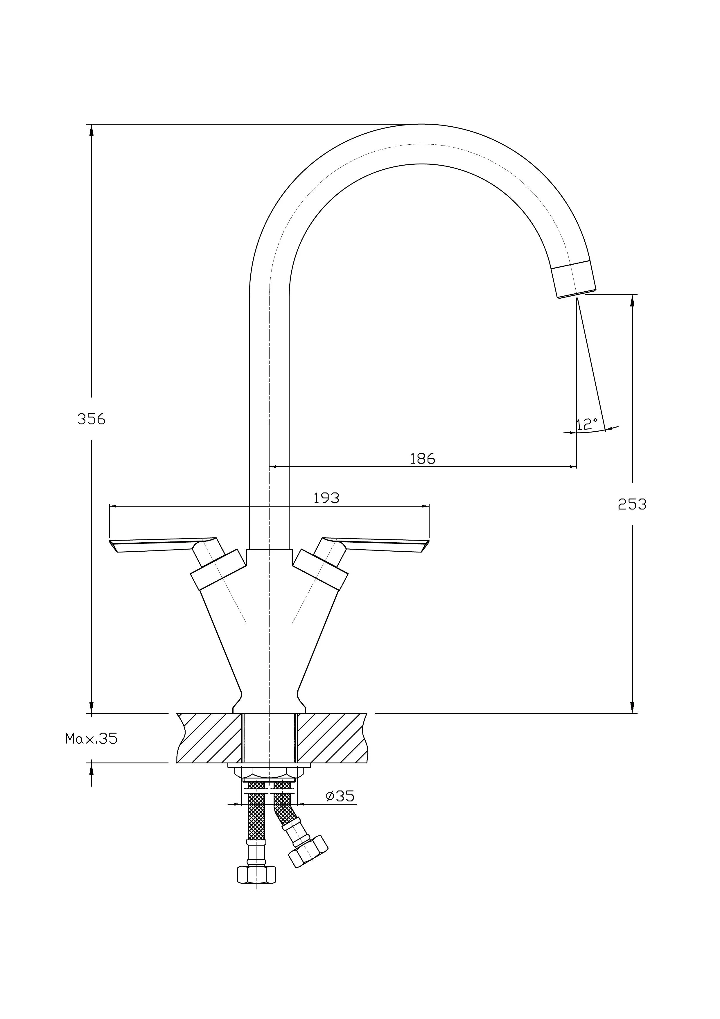 Смеситель двуручковый для кухни HAIBA HB4098 Хром