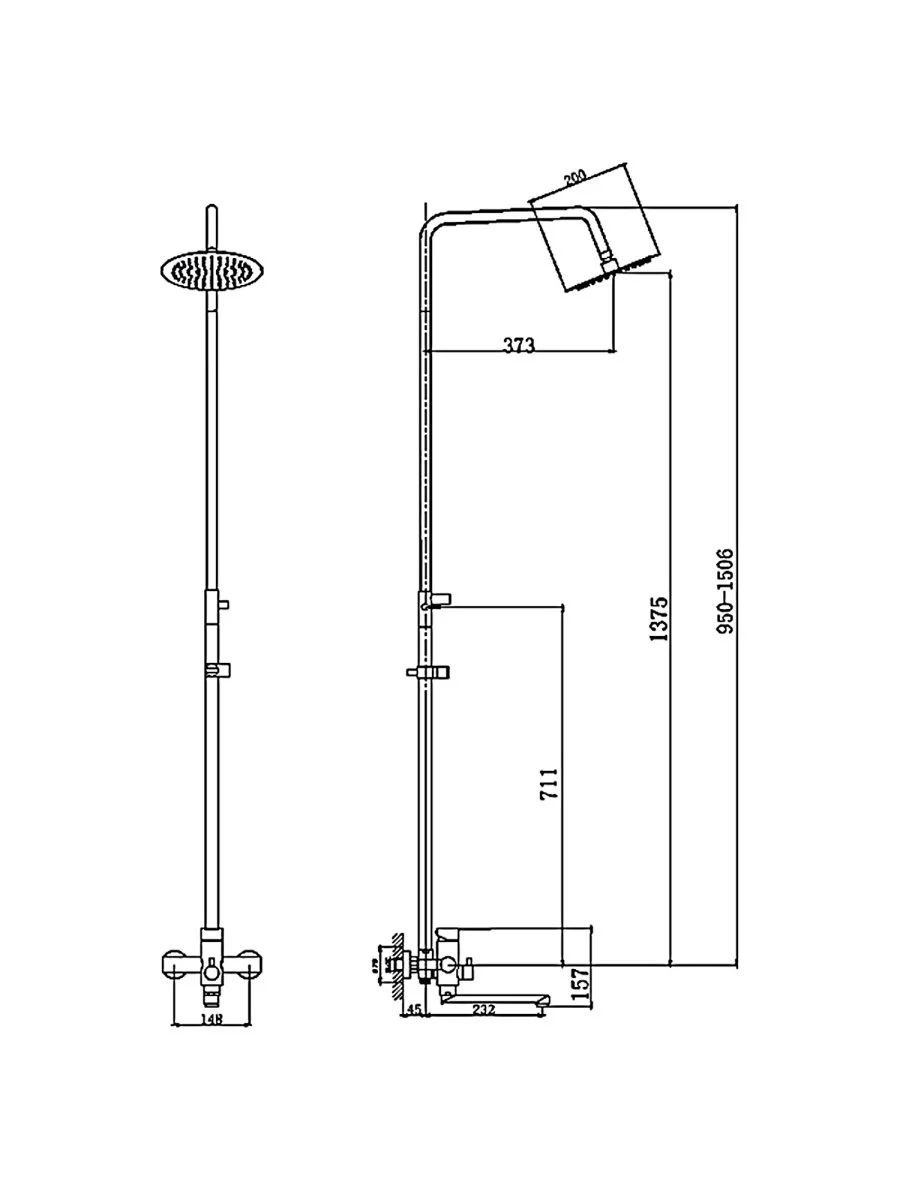 Душевая система с верхним душем смесителем и ручной лейкой Haiba HB24801