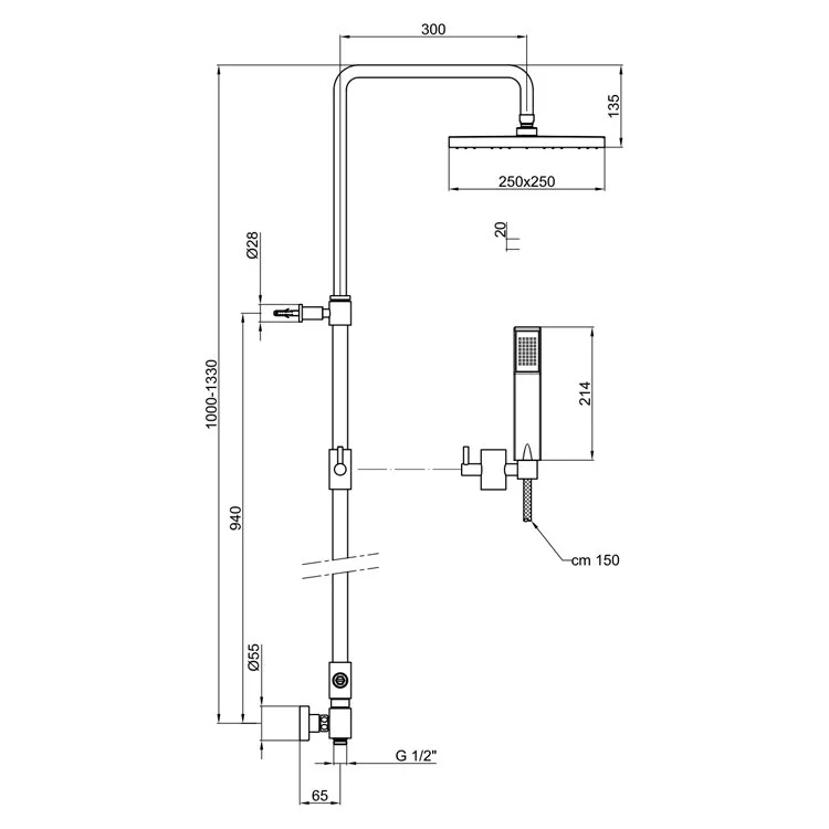 Душевой гарнитур Webert Comfort AC0675015PVC