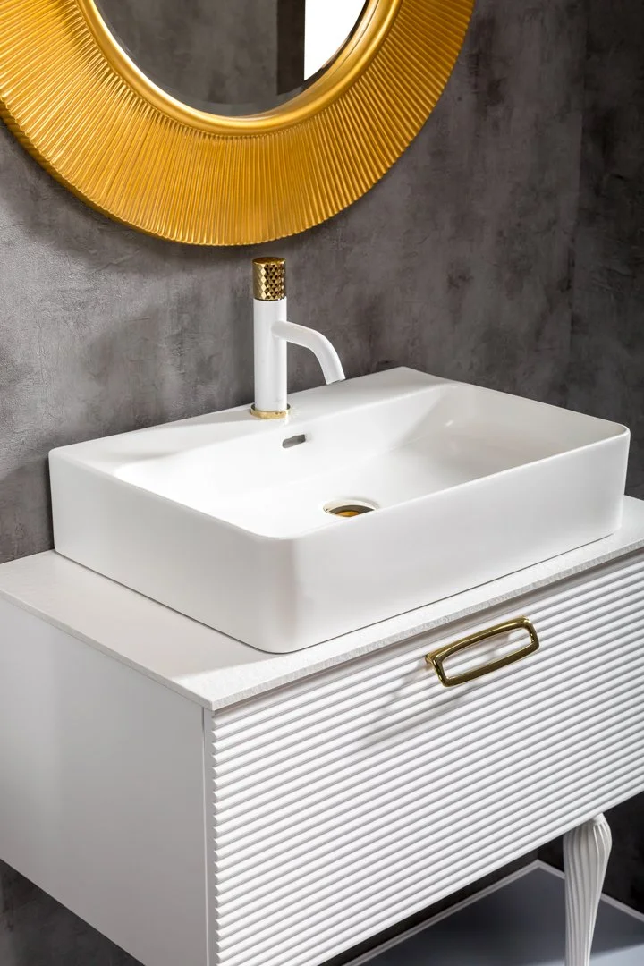 Тумба Armadi Art Linea 80 белая+Золото 842-080-WG