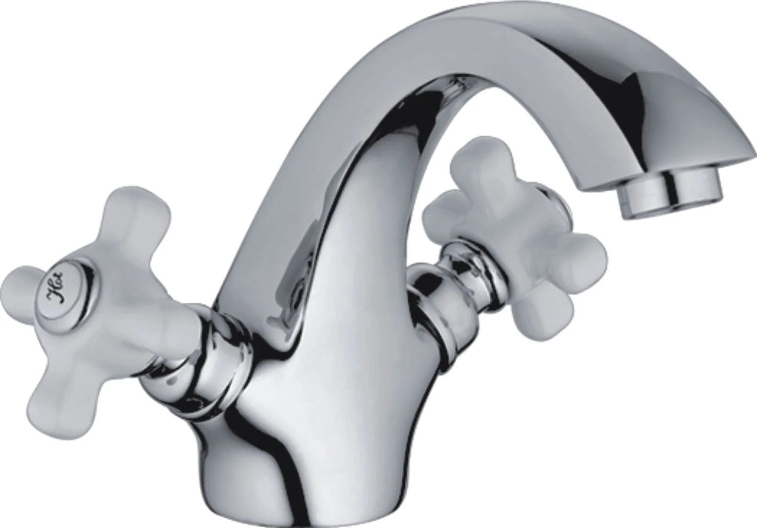 Смеситель двуручковый для раковины с керамической ручкой HAIBA HB1018 Хром