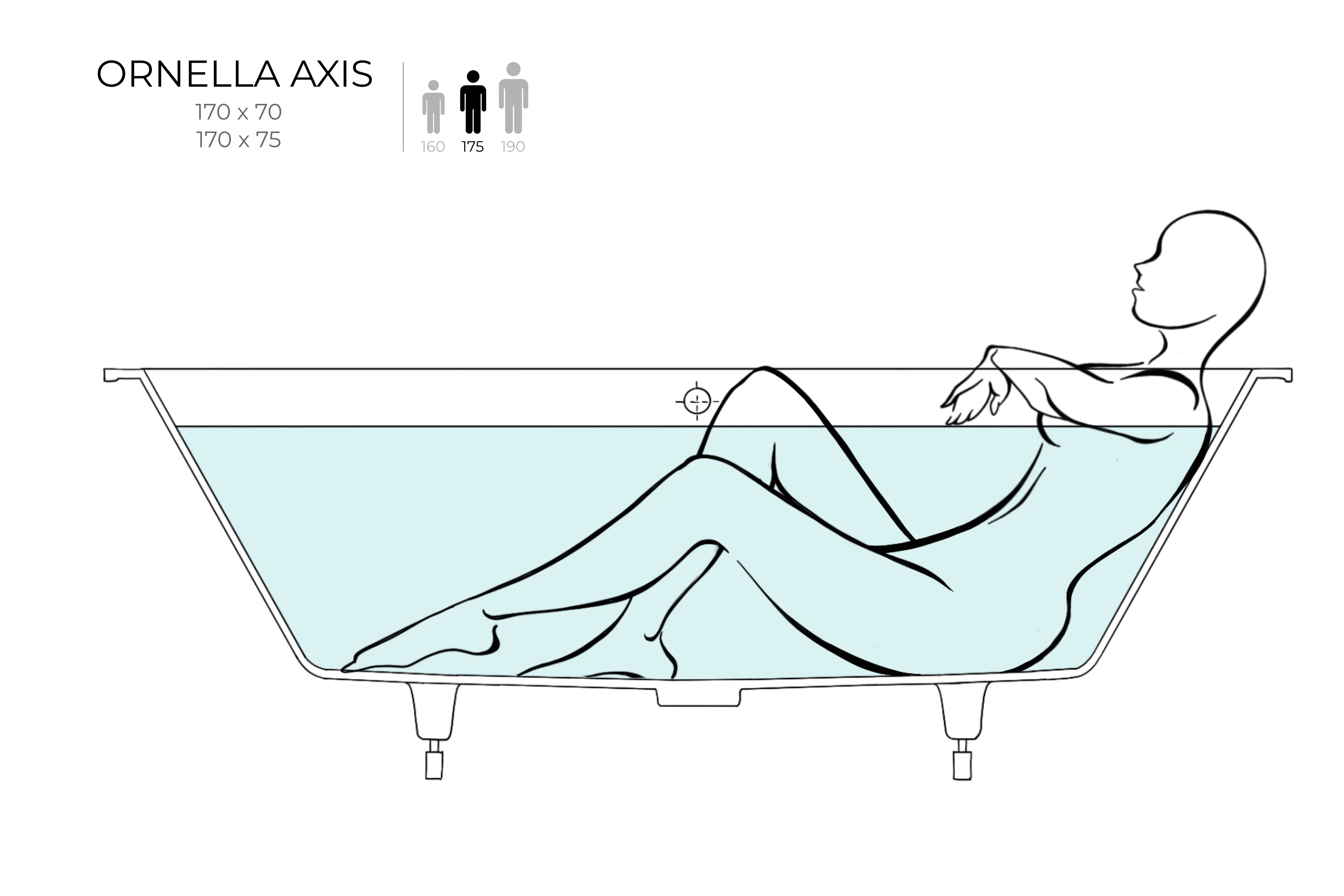 Ванна встраиваемая Salini ORNELLA AXIS 170x75 покраска по RAL полностью 103513GRF