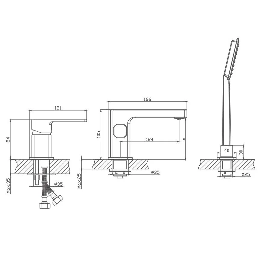 Смеситель на борт ванны Haiba HB80804