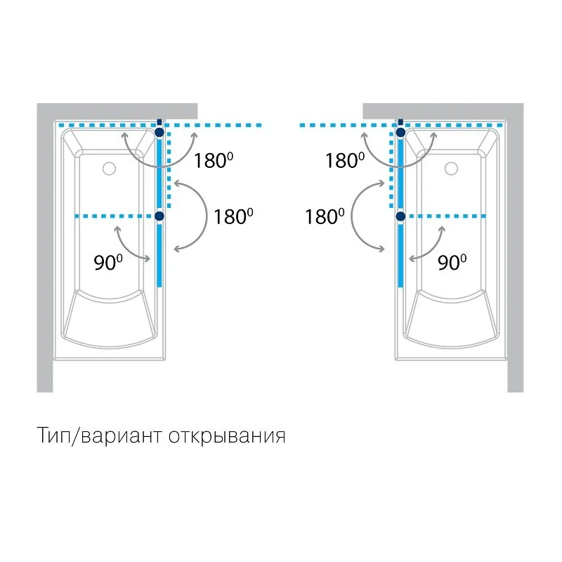 Шторка на ванну 2-секционная 115x140 Koller Pool QP95L профиль хром стекло прозрачное