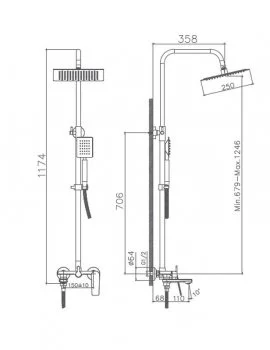 Душевая система с верхним душем смесителем и ручной лейкой Haiba HB24533-3