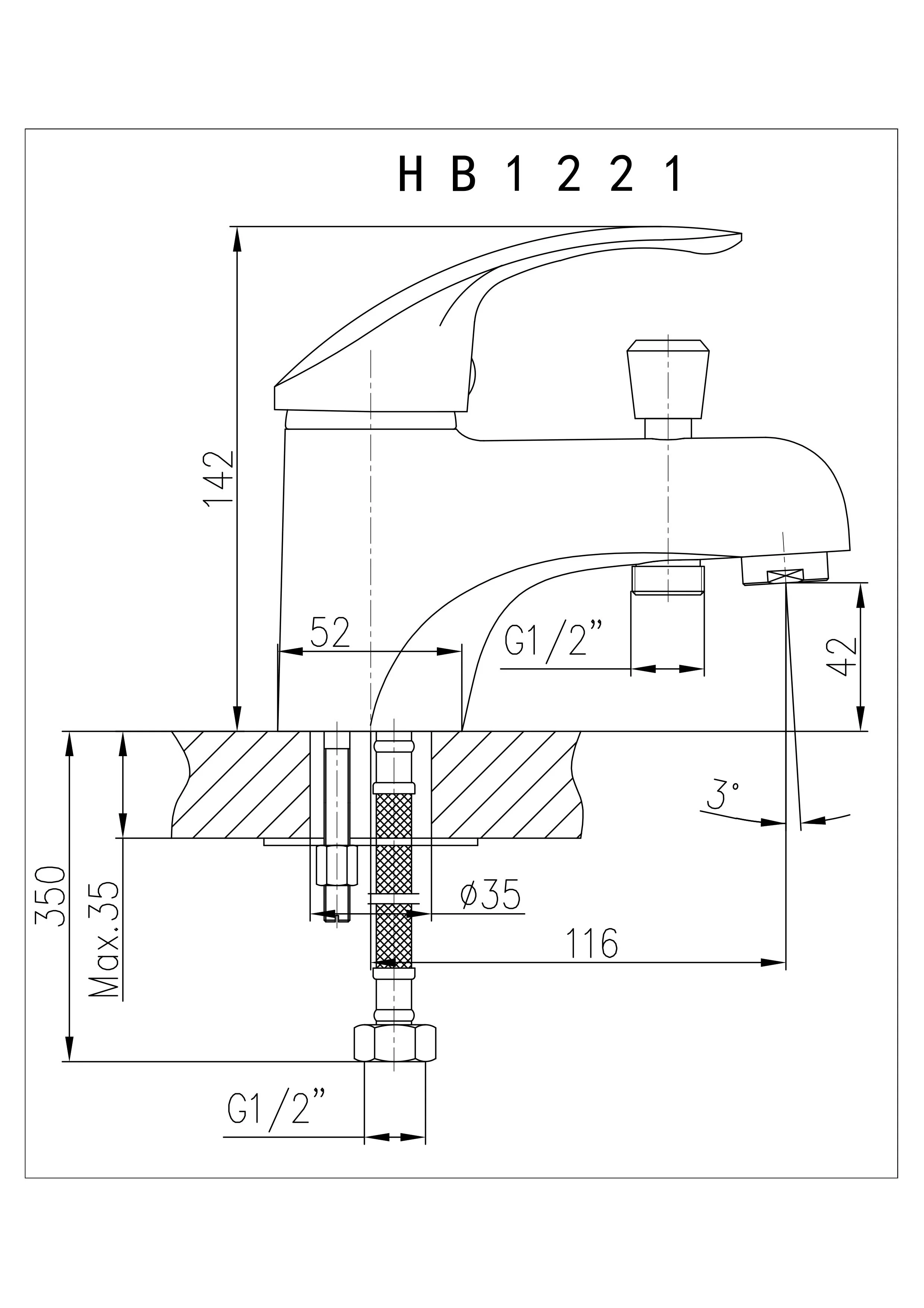 Смеситель однорычажный гигиенический HAIBA HB1221 Хром