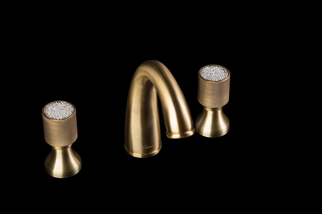 Cмеситель для умывальника на 3 отверстия BOHEME Royal Cristal 317-Royal/CRST