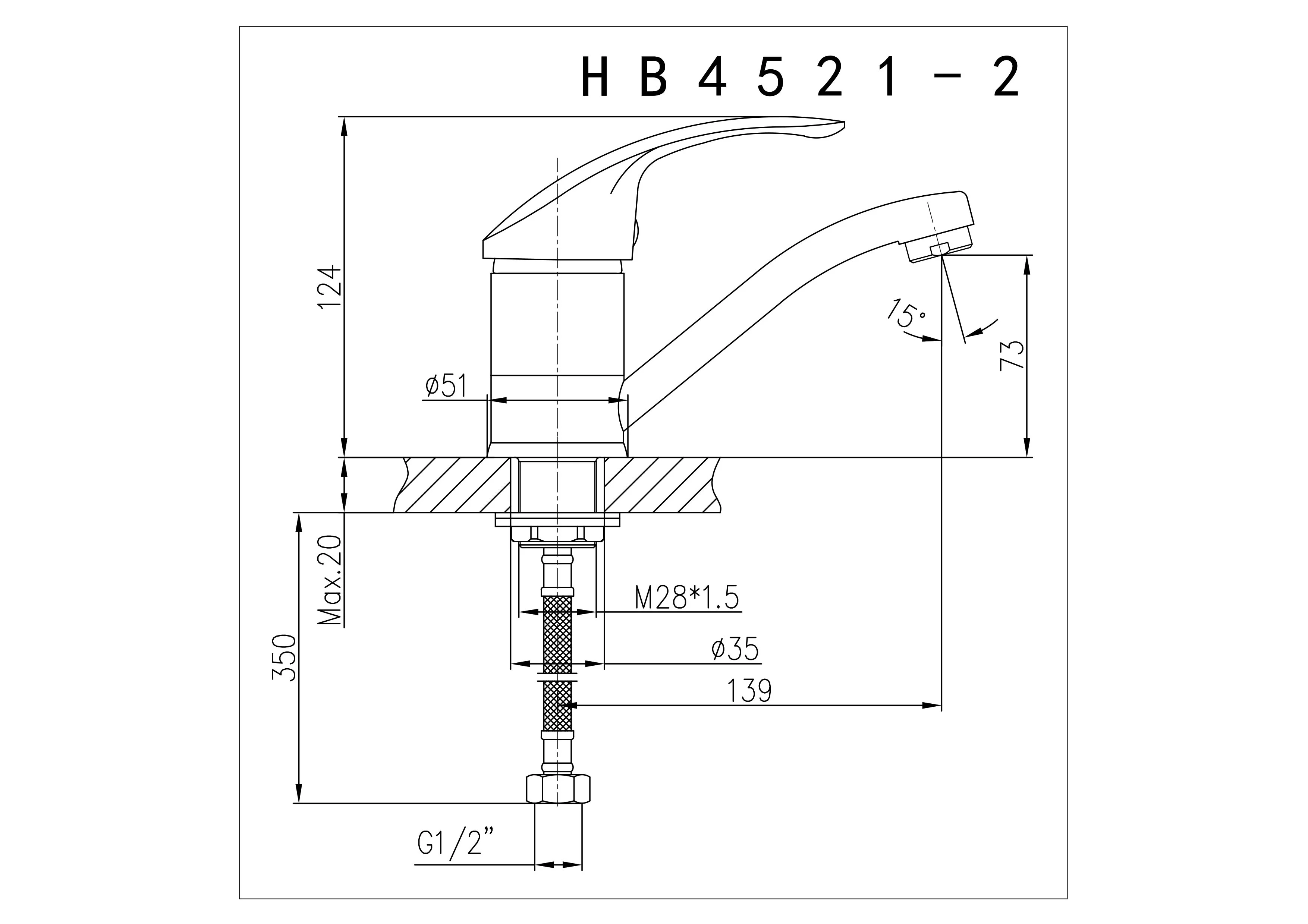 Смеситель двуручковый для кухни HAIBA HB4519 Хром