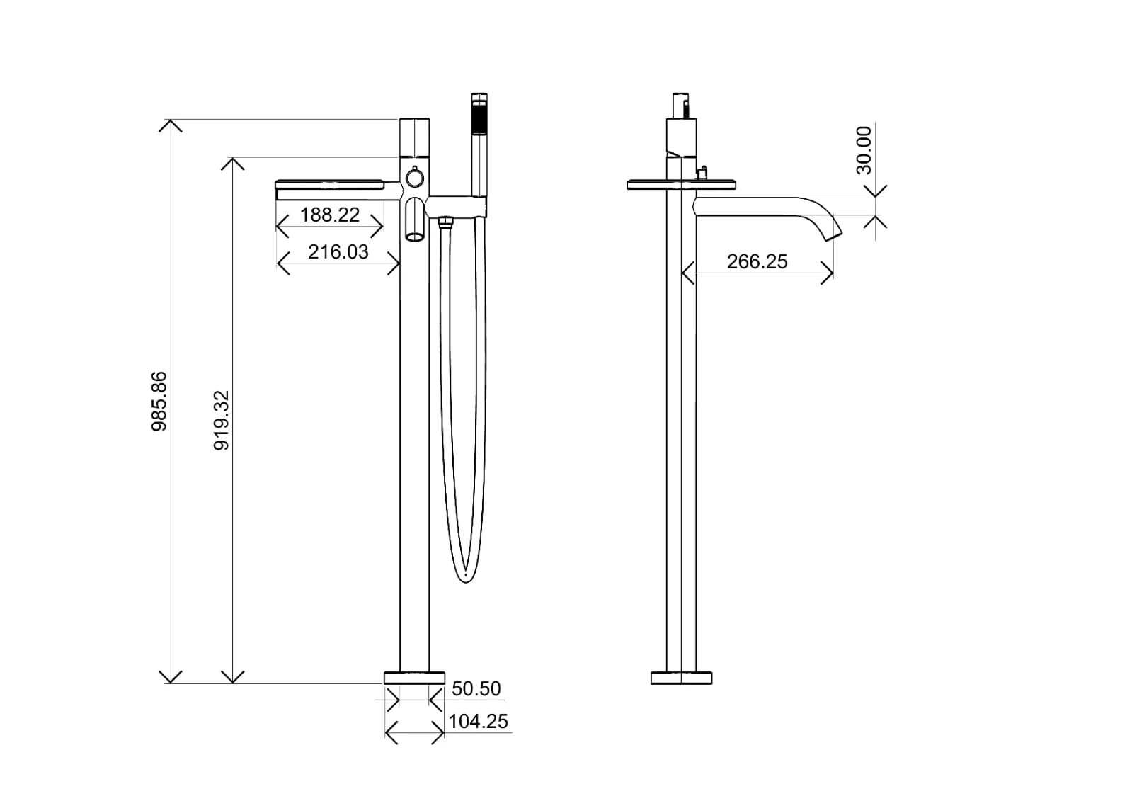 Смеситель напольный Boheme STICK GOLD TOUCH GOLD 129-GG.2