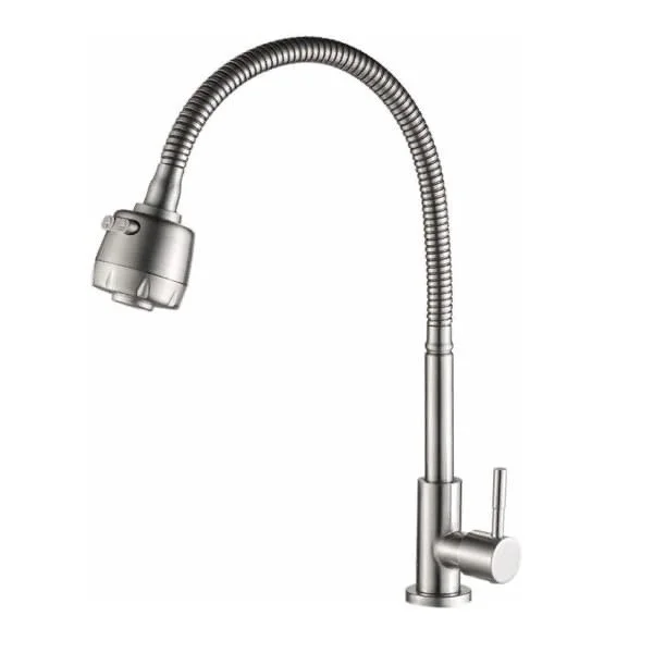 Моно смеситель для кухни под одну воду излив гибкий Haiba HB4181