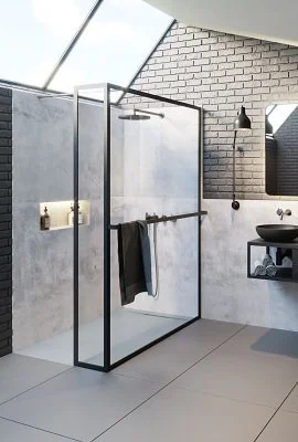 Душевая перегородка 100x30x200 RIHO SZ LUCID GD402 BLACK