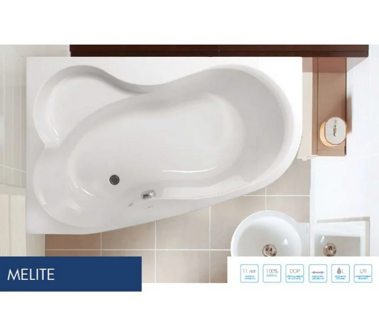 Акриловая ванна VAGNERPLAST MELITE 160x105 Left